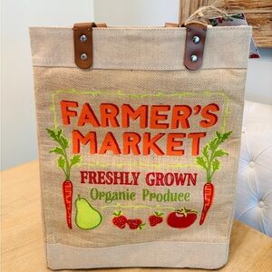 Farmer's Market Jute Tote Bag